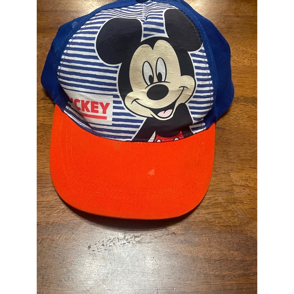 Disney Mickey Mouse Blue Orange Striped Colorblock Baseball Cap Adjustable Hat